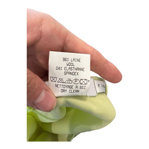 Celine Finition Main Citron Green Blazer Skirt Wool Blend Suit Set Sz 42 France - Picture 7 of 15